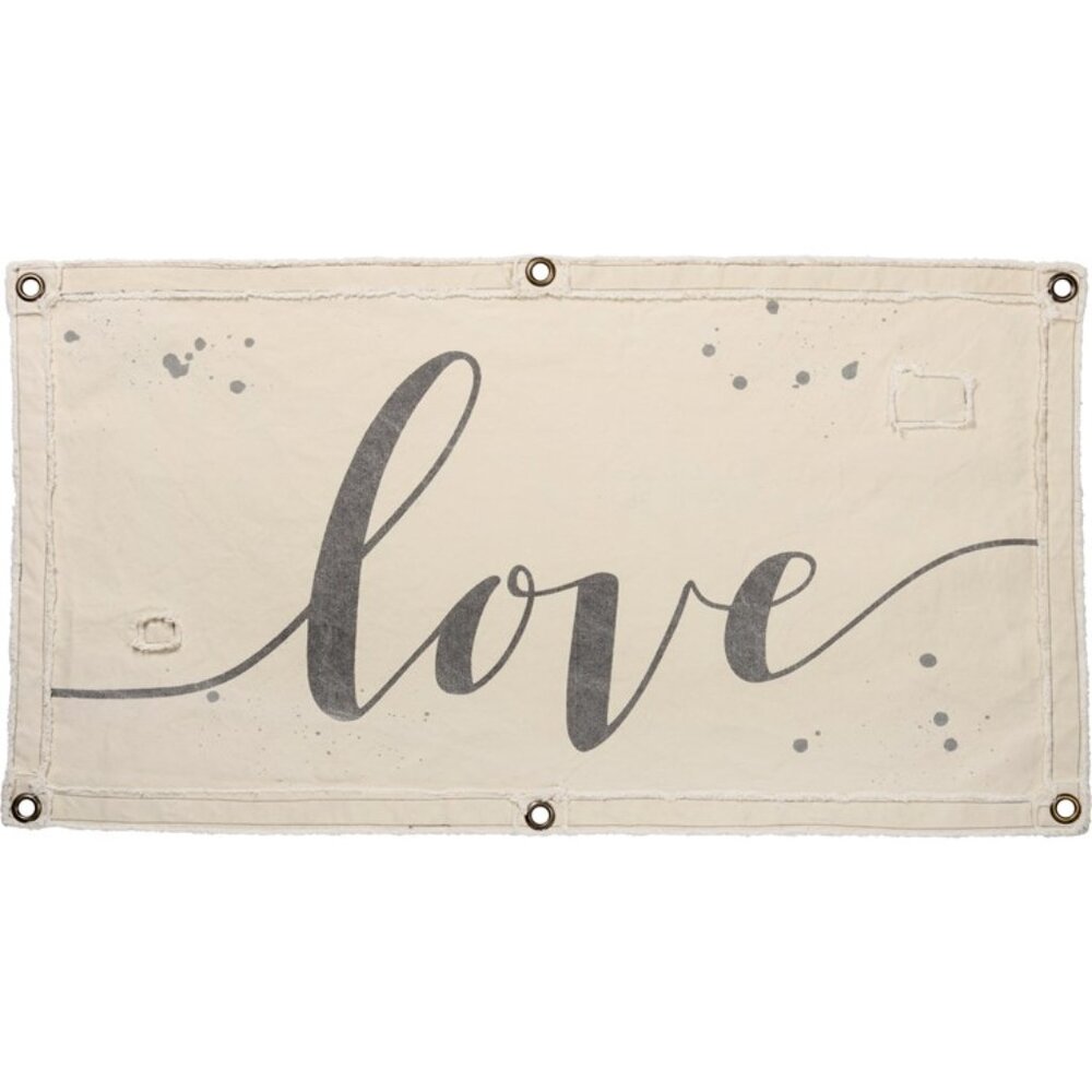 “Love” Canvas Wall Banner – Hand Lettered Inspirational Wall Décor